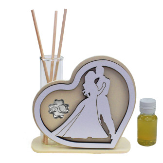 Profumatore Cuore in legno Quadrifoglio 30 Trenta Coppia Sposi Nozze Matrimonio Diffusore Profumo