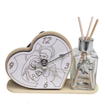 Profumatore Orologio Cuore con Sacra Famiglia e Albero della Vita per Nozze Diffusore Profumo