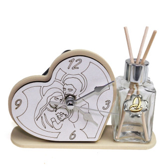 Profumatore Orologio Cuore con Coppia Sacra Famiglia per Nozze Anelli Matrimonio Diffusore Profumo