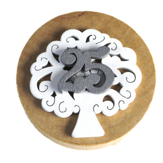 Apri Bottiglie Apribottiglie con Calamita Moderno Design Tondo in Legno + Scatolina in Bambù Albero della Vita 25 Anniversario Nozze Venticinquesimo Matrimonio