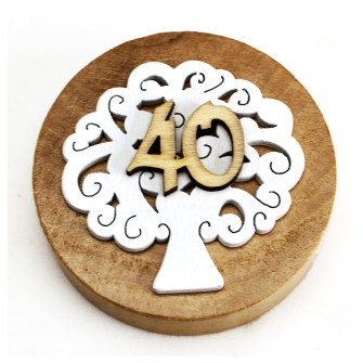 Apri Bottiglie Apribottiglie con Calamita Moderno Design Tondo in Legno + Scatolina in Bambù Albero della Vita 40 Quarantesimo Compleanno Nozze Anniversario Matrimonio
