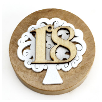 Apri Bottiglie Apribottiglie con Calamita Moderno Design Tondo in Legno + Scatolina in Bambù Albero della Vita Festa 18 Anni Diciottesimo Compleanno