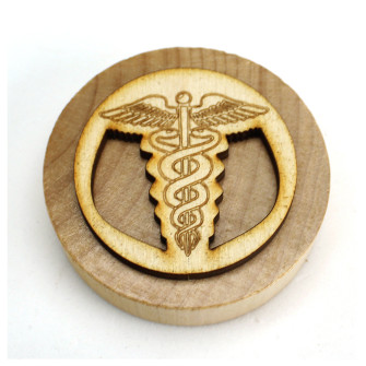 Apri Bottiglie Apribottiglie con Calamita Moderno Design Tondo in Legno + Scatolina in Bambù Laurea in Farmacia Caduceo