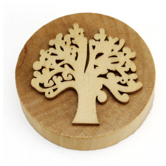 Apri Bottiglie Apribottiglie con Calamita Moderno Design Tondo in Legno + Scatolina in Bambù Life Tree Albero della Vita Nozze Matrimonio Battesimo Comunione