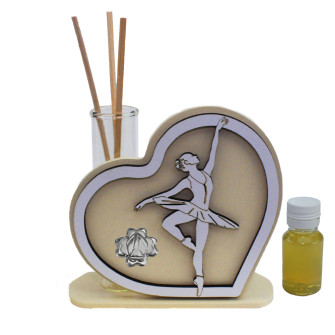 Profumatore Cuore in legno Quadrifoglio Ballerina Vescovile Battesimo Cresima Matrimonio Nozze Diffusore Profumo