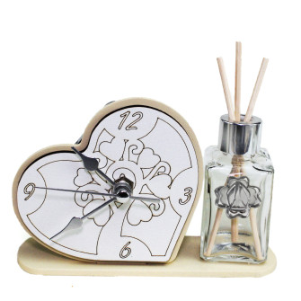 Profumatore Orologio Cuore in legno Albero della Vita con Croce Comunione Diffusore Profumo