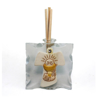  Diffusore Profumatore in Vetro con Croce Crocifisso e Calice della Prima Comunione in resina Profumo