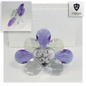 Icona Fiore in Cristallo con Cuore Albero della Vita Matrimonio Battesimo Comunione