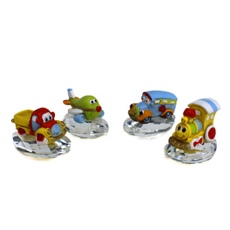 Icona in cristallo e Resina Veicoli Trenino Aereo Aeroplano Auto Macchinina Trattore Treno Bus Battesimo Comunione Compleanno Battesimo Segnaposto