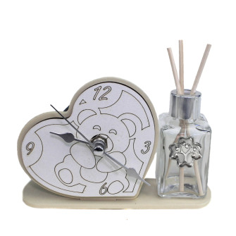 Profumatore Orologio Cuore con Orso Orsetto in legno Albero della Vita Diffusore Profumo Comunione