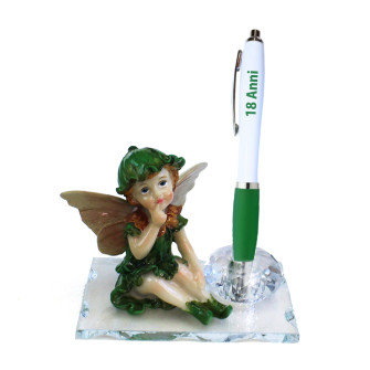 PortaPenne Profumatore in Vetro e Cristallo Folletta Elfo Bambina per Festa 18 Anni Compleanno Penna Scrivania Diffusore