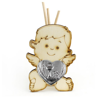 Profumatore Angelo Angioletto Puttino in Legno con Cuore Coppia Angeli Angioletti Puttini p Matrimonio Anniversario Comunione Diffusore Profumo