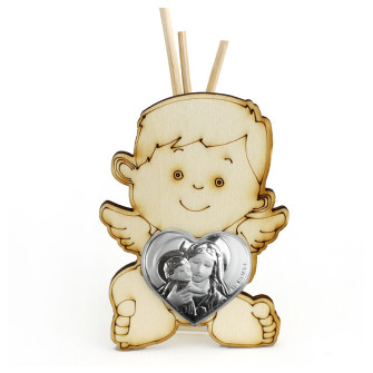 Profumatore Angelo Angioletto Puttino in Legno con Cuore Madonna e Bambino Matrimonio Anniversario Comunione Diffusore Profumo
