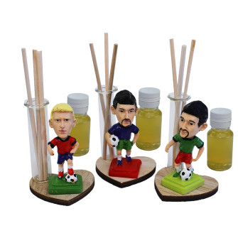 Profumatore con Cuore in legno con Giocatore Calciatore Calcio Football Battesimo Comunione Compleanno Battesimo Segnaposto Confettata