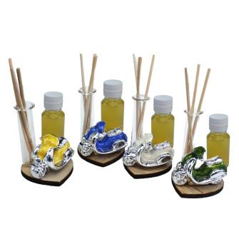 Profumatore con Cuore in legno Moto Vespa Vespetta Argento Smaltata Perlata Confettata Segnaposto Nascita Compleanno Diffusore Ambienti