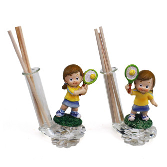 Profumatore in cristallo e Resina Bimba Ragazza Racchetta Pallina Tennis Battesimo Comunione Diffusore Profumo Ambienti