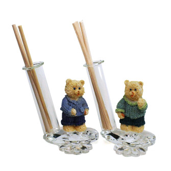 Profumatore in cristallo e Resina Orso Orsetto Maschietto con Maglioncino Nascita Battesimo Compleanno Diffusore Profumo Ambienti