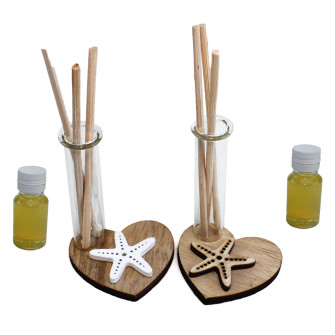 Profumatore in legno con Cuore in legno Cuore Stella Marina Mare Nozze Comunione Diffusore Ambienti