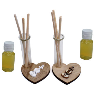 Profumatore in legno con Cuore in legno Violino Musica Nozze Comunione Diffusore Ambienti