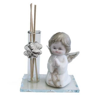 Profumatore in vetro con Angelo Angioletto Puttino Porcellana Quadrifoglio Calice della Prima Comunione Diffusore Profumo Ambienti