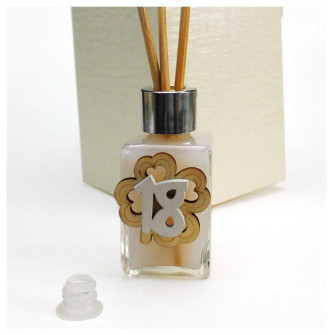 Profumatore in Vetro con Icona in legno Quadrifoglio Festa 18 Anni Diciottesimo Compleanno Diffusore per Ambienti Profumo