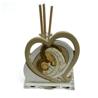 Profumatore in vetro Cuore Madonna e Bambino Matrimonio Nozze Anniversario Diffusore Profumo 