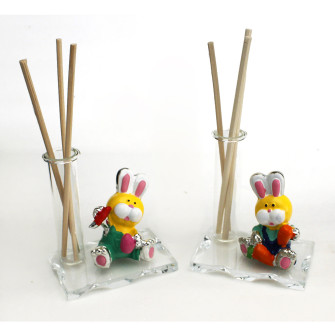 Profumatore in vetro e Resina Coniglio Coniglietto Battesimo Comunione Diffusore Profumo Ambienti