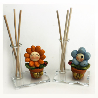 Profumatore in vetro e Resina Vasetto Piantina Fiore Rosa Margherita Girasole Nozze Battesimo Comunione Diffusore Profumo Ambienti