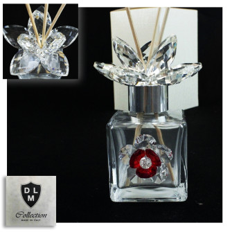 Profumatore in Vetro Fiore in Cristallo Colorato per Ambienti Profumo Battesimo Matrimonio Comunione