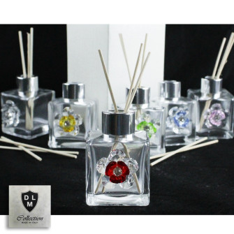 Profumatore in Vetro Fiore in Cristallo Colorato per Ambienti Profumo Battesimo Matrimonio Comunione