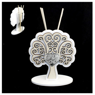 Profumatore Moderno in Legno Bianco con Cuore Albero della Vita Matrimonio Anniversario Comunione Shabby Chic Diffusore Profumo