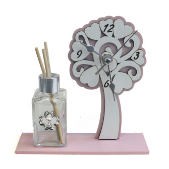 Profumatore Orologio con Albero della Vita legno Rosa Quadrifoglio Calice della Prima Comunione Diffusore di profumo