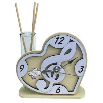 Profumatore Orologio Cuore con Chiave di Violino Sol in legno Quadrifoglio Festa 18 Anni Diciottesimo Compleanno Diffusore Profumo