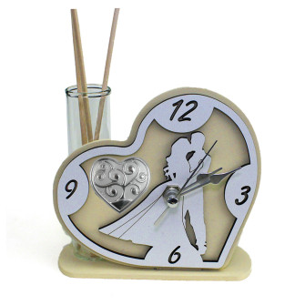 Profumatore Orologio Cuore con Coppia Sposi in legno Albero della Vita per Nozze Diffusore Profumo