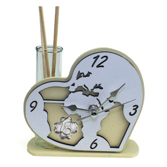 Profumatore Orologio Cuore con Mappamondo Mondo in legno Quadrifoglio Festa 18 Anni Diciottesimo Compleanno Diffusore Profumo