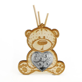 Profumatore Orso Orsetto in Legno con Cuore Albero della Vita Matrimonio Anniversario Comunione Diffusore Profumo