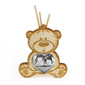 Profumatore Orso Orsetto in Legno con Cuore Coppia Angeli Angioletti Puttini Matrimonio Anniversario Comunione Diffusore Profumo