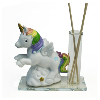 Profumatore Portafiori in vetro con Unicorno Arcobaleno Stelle Nuvola in Resina Matrimonio Battesimo Comunione Diffusore Ambienti