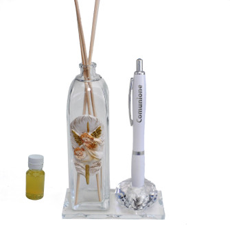 Profumatore PortaPenne in Cristallo Angelo Angioletto Prima Comunione Penna Diffusore Profumo