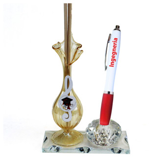 Profumatore PortaPenne in Cristallo Chiave di Violino Sol Cappello Tocco Laurea in Ingegneria Informatica Gestionale Ingegnere Penna Diffusore Profumo