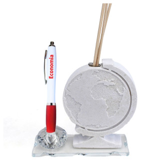 Profumatore PortaPenne in Cristallo Mondo Mappamondo Viaggi Laurea Economia e Commercio Aziendale Penna Diffusore Profumo