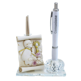 Profumatore PortaPenne in Cristallo Pergamena Bimbo Calice Comunione Grappolo d'uva Vite Penna Diffusore Profumo