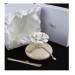 Bomboniera Profumatore Beige Tondo in ceramica con Fiore Bianco Diffusore per Ambienti