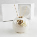 Bomboniera Profumatore tondo in ceramica bianca con fiori panna e tortora 