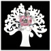 Calamita Magnete Albero della Vita Bianco in Legno con Fiore in cristallo Segnaposto Confettata