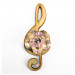 Calamita Magnete Chiave di Violino di Sol in Legno con Fiore in cristallo Segnaposto Confettata