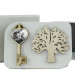 Icona in Ecopelle Chiave Madonna con Bambino Albero della Vita Confettata Idea Regalo