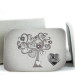Icona in Ecopelle Comunione Albero della Vita Argento Cuore Confettata Idea Regalo