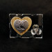Icona in Vetro con Cuore in Legno e Fiore in Cristallo 25 Anniversario di Matrimonio
