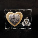 Icona in Vetro con Cuore in Legno e Fiore in Cristallo per Comunione